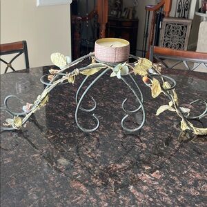 Decorative Metal Vine Candle Holder - Green and Gold Candle not included